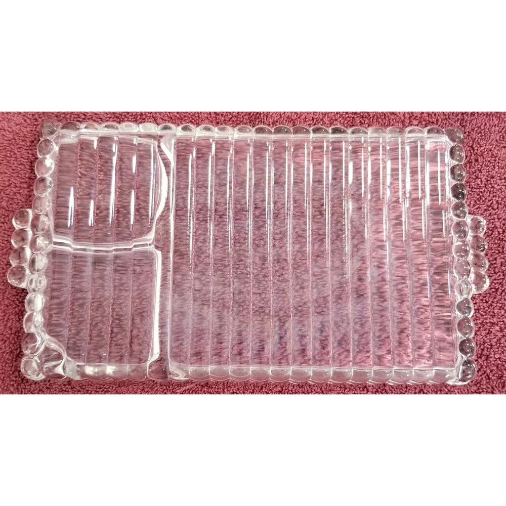 Vintage Indiana Glass–Style 3‑Section Clear Relish Tray (1960s–80s)